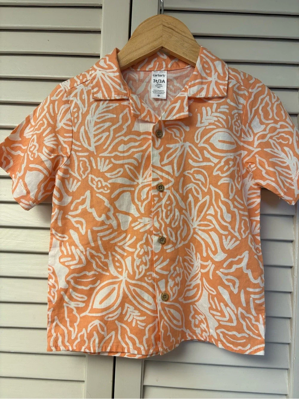 Carter's Orange & White Tropical Button-Front Shirt - Kids